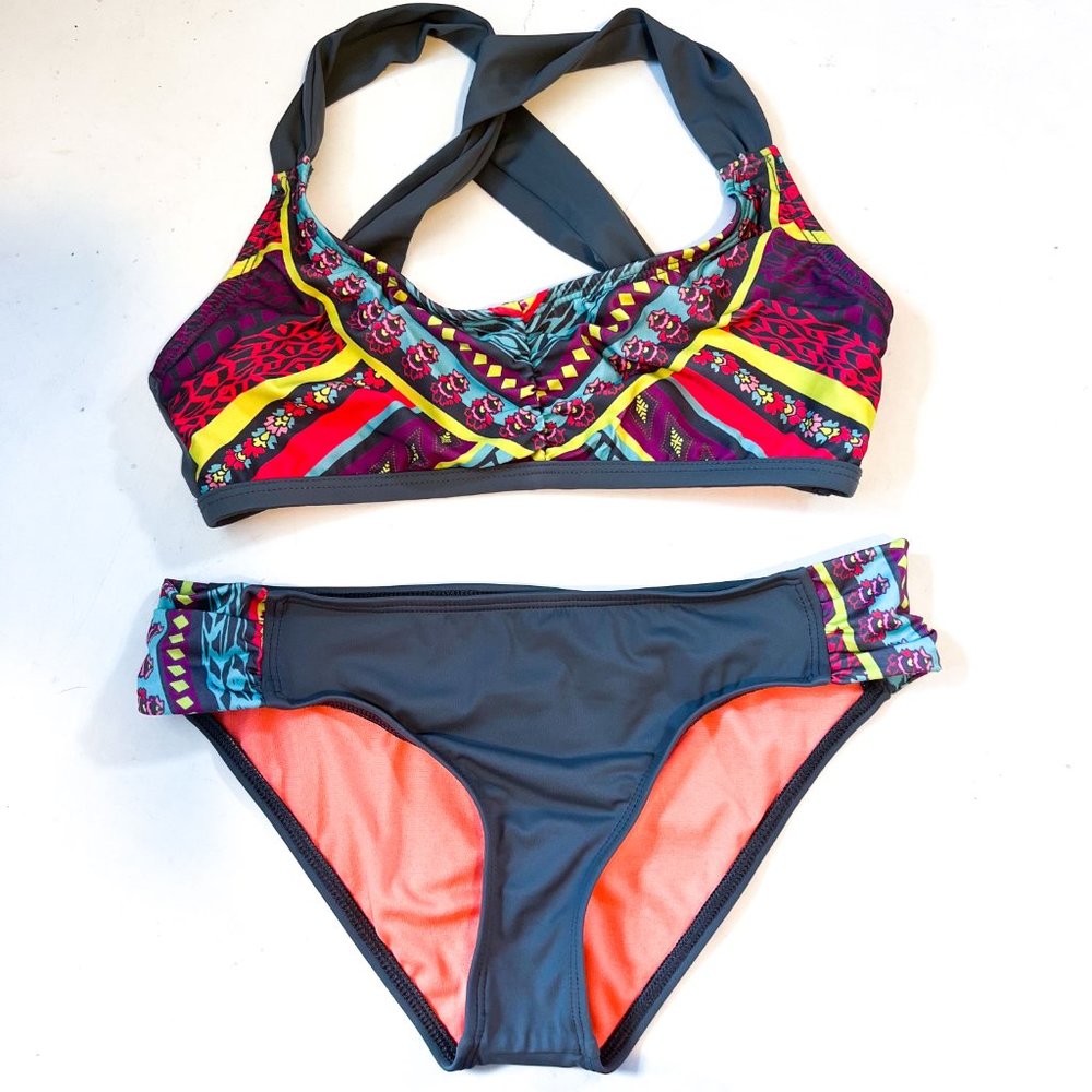 Title Nine Holy Grail bikini  Gray/ Aztec Tribal Print  Size Small